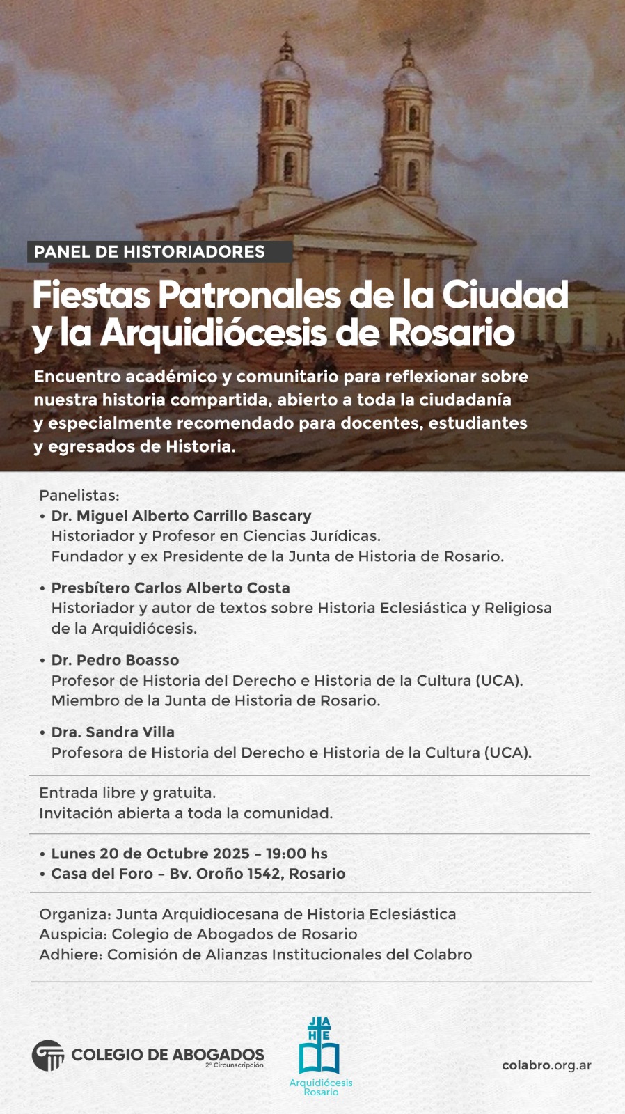 Panel de Historiadores - Fiestas Patronales de la Ciudad y la Arquidiócesis de Rosario - 20/10/2025